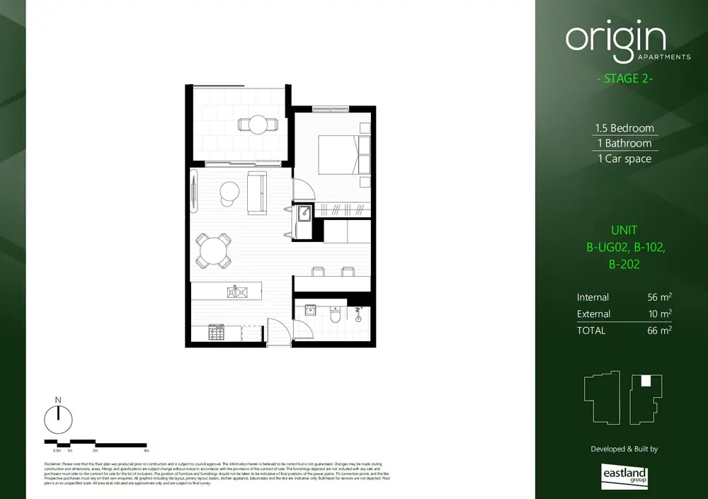 Floor plan of apartment B-UG02, 1 bedroom + multi-purpose room at Origin Epping